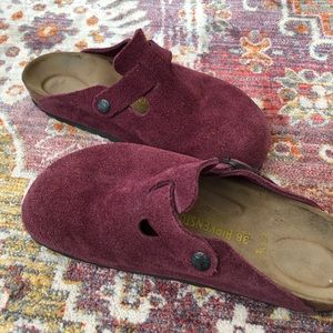 Burgundy suede Birks